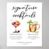 Chic Bruid Bruidegom Handtekening Cocktails Weddin Poster (Voorkant)