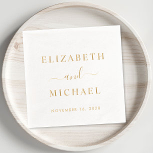 Chic bruid bruidegom monogram bruiloft folie servetten