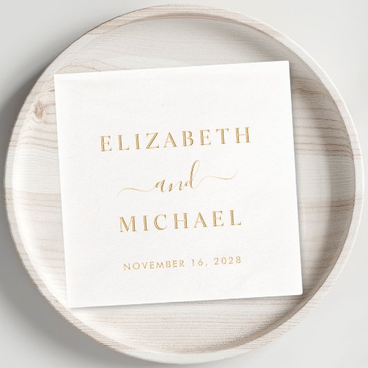 Chic bruid bruidegom monogram bruiloft folie servetten