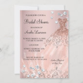 Chic Bruid roze jurk Diamond Bruiloft Borrel Kaart (Voorkant)