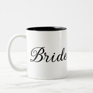 Chic "Bruid" Script Zwart en Wit Tweekleurige Koffiemok