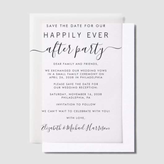 Chic bruiloft receptie Bewaar de datum Vellum Uitnodigingen (Offset)