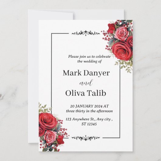 Chic bruiloft uitnodiging | Elegant (Voorkant)