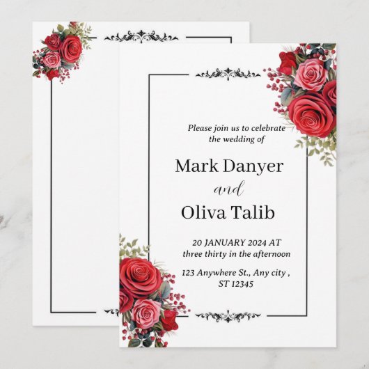 Chic bruiloft uitnodiging | Elegant (Voorkant / Achterkant)