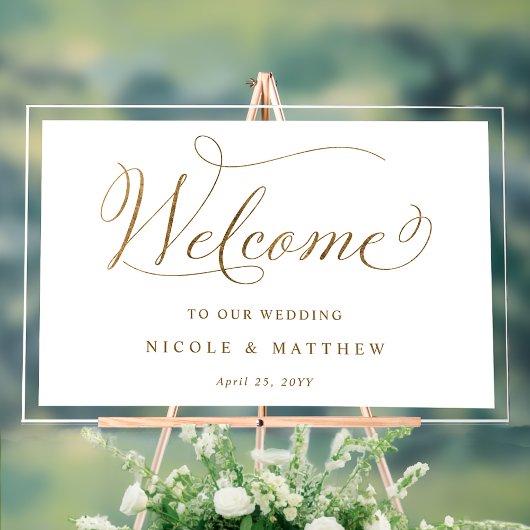 Chic bruiloft welkom wit en goud acryl teken acryl bord