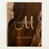 Chic Bruin Goud Glitter Agate Custom Monogram 2024 Planner (Voorkant)