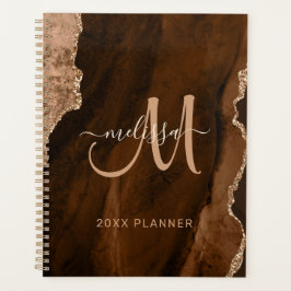 Chic Bruin Goud Glitter Agate Custom Monogram 2024 Planner