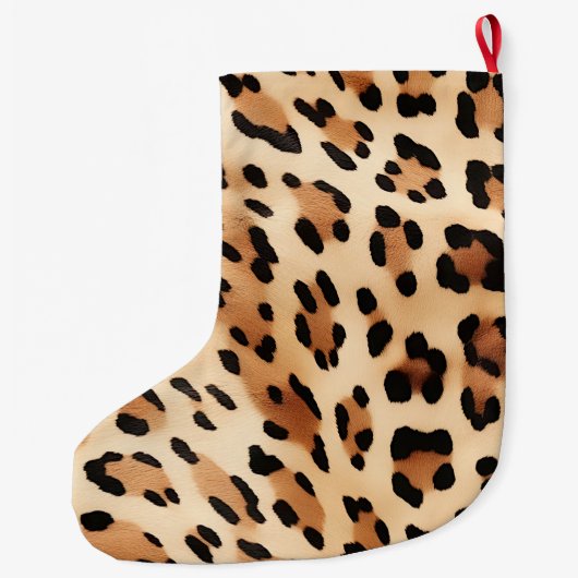 Chic bruin-wit luipaardprint grote kerstsok (Achterkant)