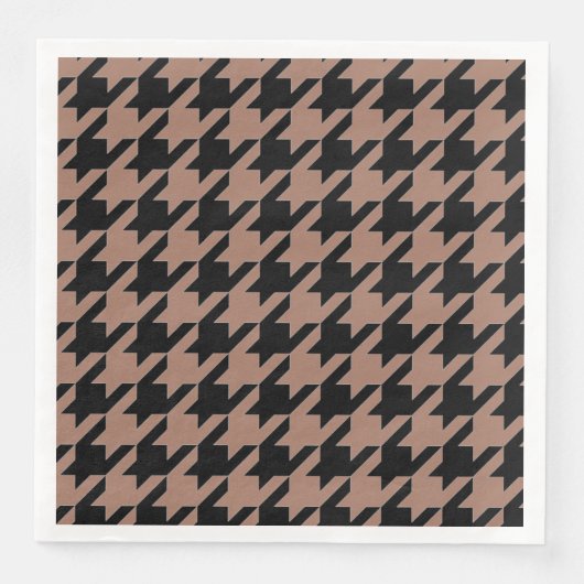 Chic bruin zwart houndstooth patroon servet (Voorkant)
