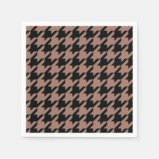 Chic bruin zwart houndstooth patroon servet (Voorkant)