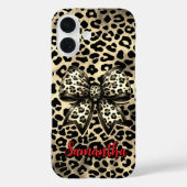 Chic Bruine Coquette Luipaard Strik Monogram Case-Mate iPhone Case (Achterkant)