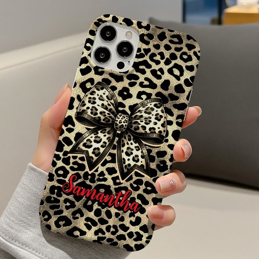 Chic Bruine Coquette Luipaard Strik Monogram Case-Mate iPhone Case