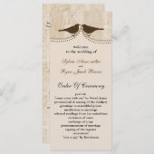 Chic bruine vogelkooi, liefde vogels bruiloft prog programmakaart (Voorkant / Achterkant)