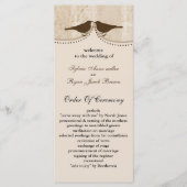 Chic bruine vogelkooi, liefde vogels bruiloft prog programmakaart (Voorkant)