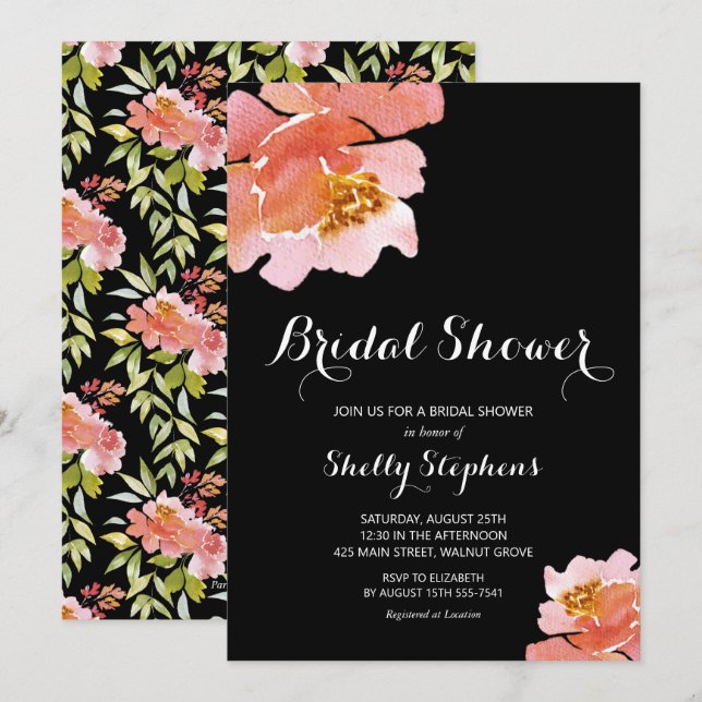 Chic Brunch en Bubble Floral Invitations (Voorkant / Achterkant)