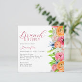 Chic Brunch en Bubble Floral Vrijgezellenfeest Kaart (Staand voorkant)