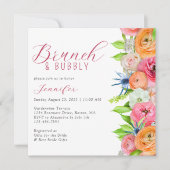 Chic Brunch en Bubble Floral Vrijgezellenfeest Kaart (Voorkant)