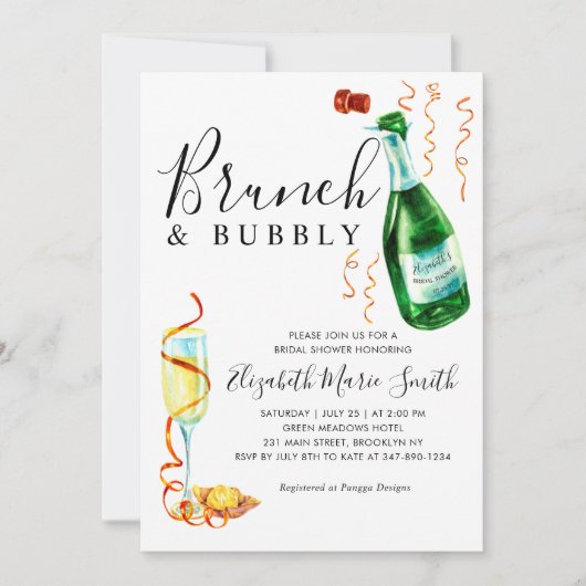 Chic Brunch en Bubble Glass Bottle Vrijgezellenfee Kaart (Voorkant)