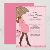 Chic Brunette Zwangere Baby shower van mama Kaart (Voorkant / Achterkant)