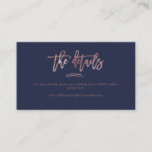 Chic Brush Script Roos Gold Wedding Details