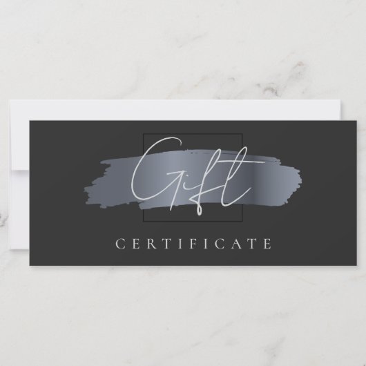 Chic Brush Stroke Elegant Zwart Cadeaubon (Voorkant)