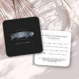 Chic Brush Stroke Elegant Zwart Cadeaubon Vierkante Visitekaartjes