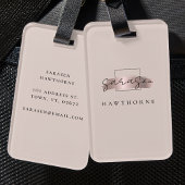 Chic Brush Stroke Faux Roos Gold Elegant Monogram Bagagelabel