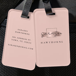 Chic Brush Stroke Faux Roos Gold Elegant Monogram Bagagelabel