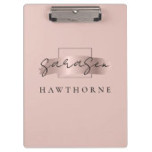 Chic Brush Stroke Faux Roos Gold Elegant Monogram Klembord (Voorkant)