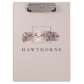 Chic Brush Stroke Faux Roos Gold Elegant Monogram Klembord (Voorkant)