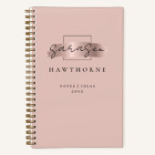 Chic Brush Stroke Faux Roos Gold Elegant Monogram Notitieboek (Voorkant)