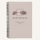 Chic Brush Stroke Faux Roos Gold Elegant Monogram Notitieboek (Voorkant)