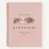 Chic Brush Stroke Faux Roos Gold Elegant Monogram Notitieboek (Voorkant)