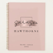 Chic Brush Stroke Faux Roos Gold Elegant Monogram Planner (Voorkant)