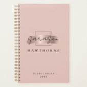 Chic Brush Stroke Faux Roos Gold Elegant Monogram Planner (Voorkant)