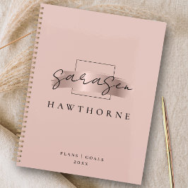 Chic Brush Stroke Faux Roos Gold Elegant Monogram Planner