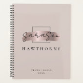 Chic Brush Stroke Faux Roos Gold Elegant Monogram Planner (Voorkant)