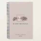 Chic Brush Stroke Faux Roos Gold Elegant Monogram Planner (Voorkant)