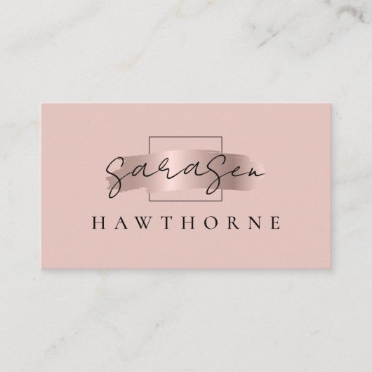 Chic Brush Stroke Faux Roos Gold Social Media Icon Visitekaartje (Voorkant)