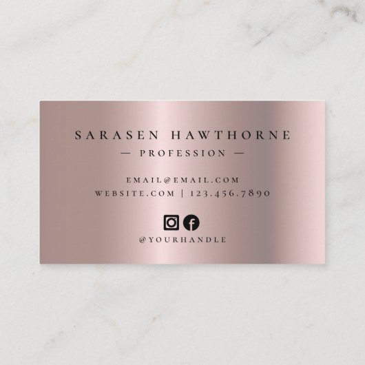 Chic Brush Stroke Faux Roos Goud Neutraal Roos Visitekaartje (Achterkant)