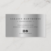 Chic Brush Stroke Faux Zilver Elegant Zwart Visitekaartje (Achterkant)