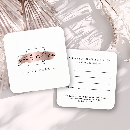 Chic Brush Stroke Roos Goud Cadeaubon Kaart