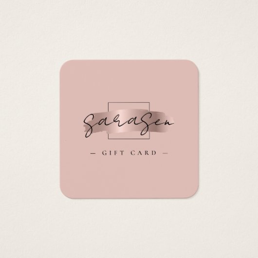 Chic Brush Stroke Roos Goud Cadeaubon Kaart (Voorkant)