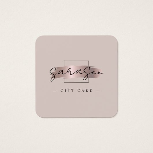 Chic Brush Stroke Roos Goud Cadeaubon Kaart (Voorkant)