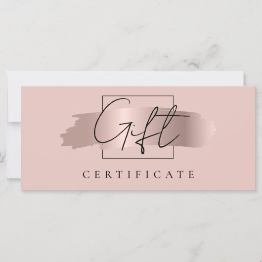 Chic Brush Stroke Roos Goud Cadeaubon Kaart (Voorkant)