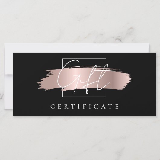 Chic Brush Stroke Roos Goud Zwart Cadeaubon (Voorkant)