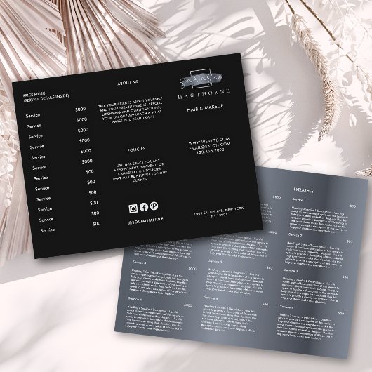 Chic Brush Stroke Salon Prijs Lijst Services Menu