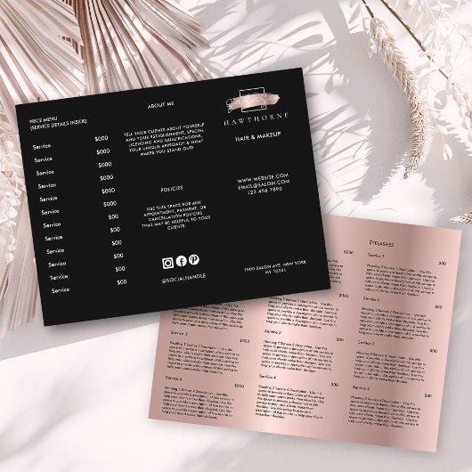 Chic Brush Stroke Salon Prijs Lijst Services Menu
