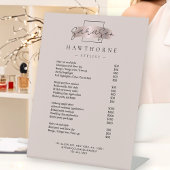 Chic Brush Stroke Salon prijslijst diensten Modern Reclamebord Met Voetstuk