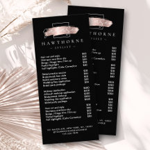 Chic Brush Stroke Salon prijslijst diensten zwart